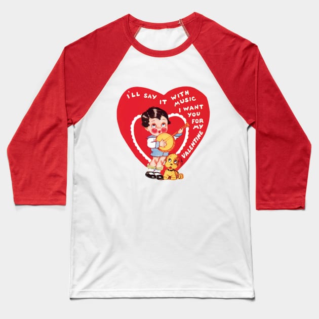 Retro Valentine's Day Heart Baseball T-Shirt by MasterpieceCafe